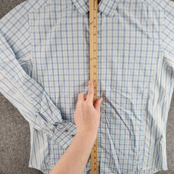 Robert Graham Button Up Shirt Men Blue Check Large Tailored Fit Long Sleeve - Picture 12 of 16